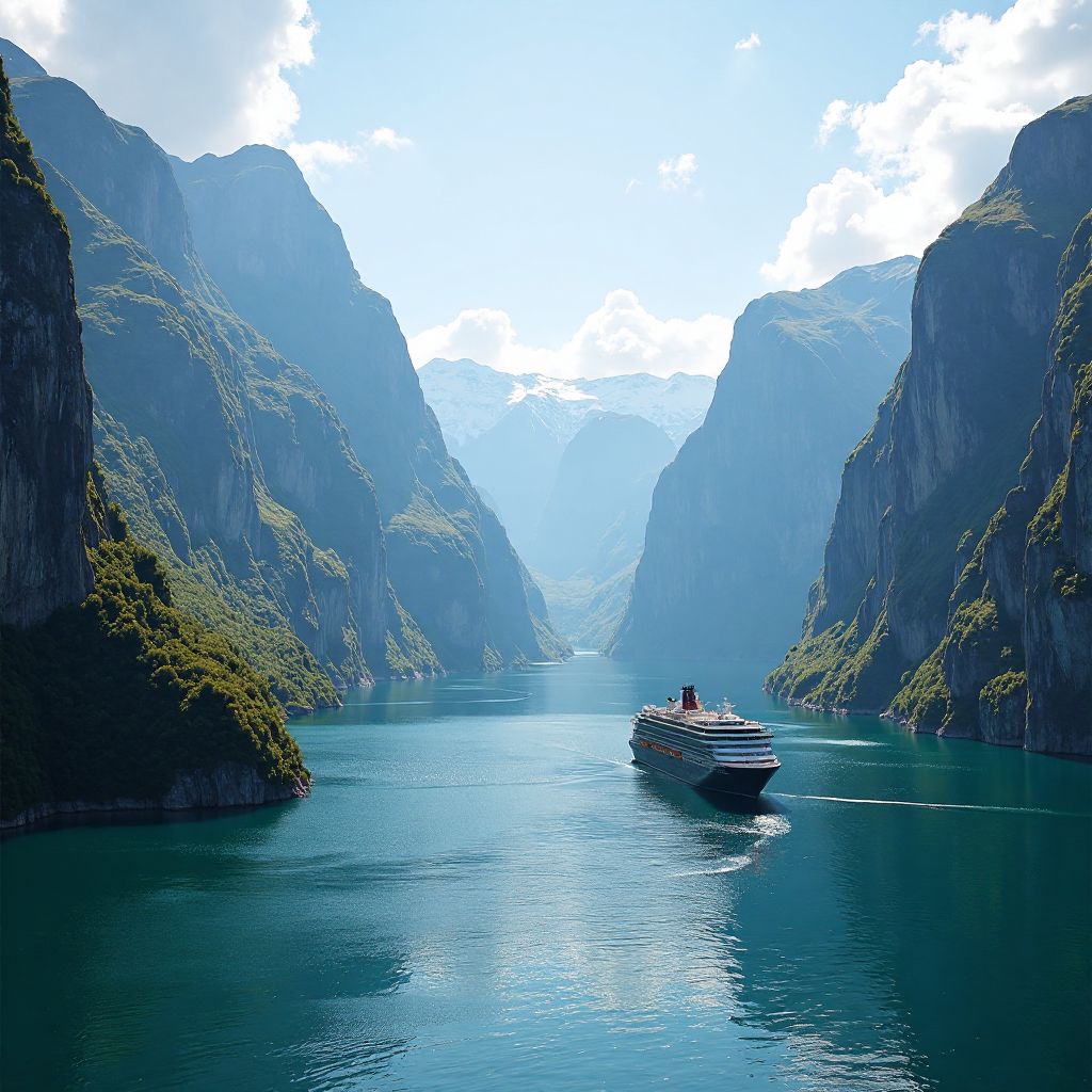 Norwegische Fjorde mit Kreuzfahrtschiff