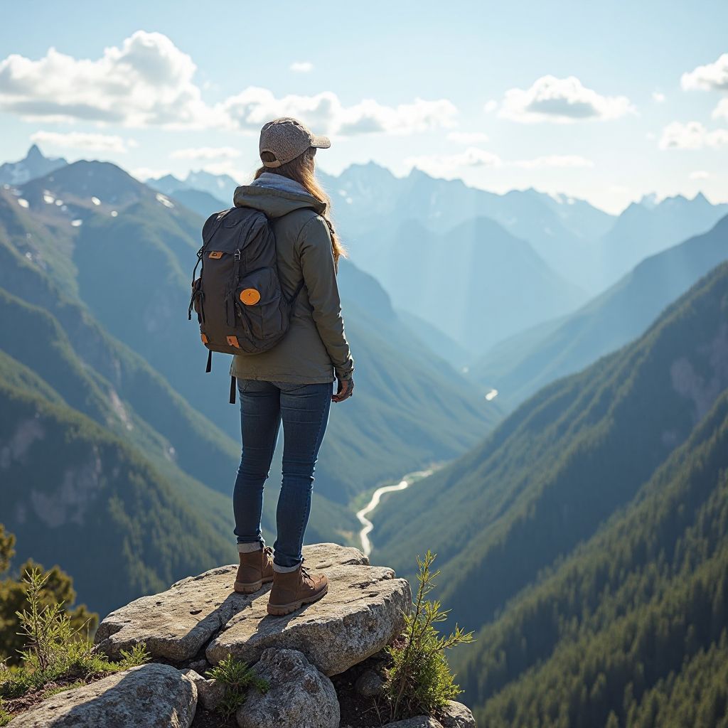 Solo-Reisender auf Berggipfel